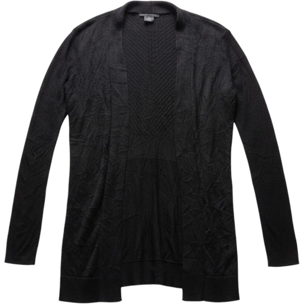 Liz Claiborne Cardigan Sweater Womens XS Black V Neck Open Front Knit Layering